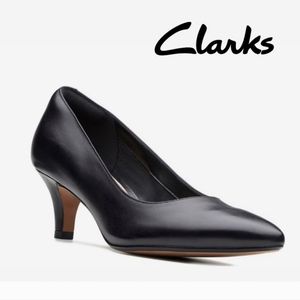 Clark's Collection Linvale Jerica black leather heel pump shoes